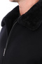 2668 Men's Black Collared Zippered Coat - 3