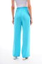 Turquoise Linen Women's Trousers - Elastic Waist and Pockets - 5