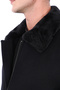 2627 Men's Black Top Pocket Fur Collar Zippered Coat - 3
