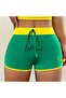 Brazil Green Yellow Striped Short Shorts - 3