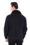 2627 Men's Navy Blue Coat with Top Pockets, Fur Collar and Zipper - 5