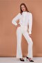 Gold Button Detailed Flare Leg Ecru Trousers - 2