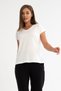 Women's Cotton Soft Textured Lycra Stretch Fabric Basic White V-Neck T-Shirt - 4