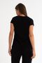 Women's Cotton Soft Textured Lycra Stretch Fabric Basic Black V-Neck T-Shirt - 4