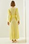 Women's Yellow Double-Breasted Collar Pleated Skirt and Sleeve Detailed Chiffon Dress 2371 60251633 - 4