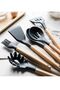 12-Piece Silicone Kitchen Utensil Set with Wooden Handles – Ladle, Whisk, Pastry Brush, Slotted Spoon, Spoon Rest, Tongs & Spatula - 2