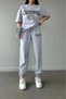 Tennis Tracksuit Pants and T-shirt Gray Jogger T-Shirt Bottom Top Tracksuit Set Oversize Crew Neck
