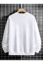 Today Sweatshirt - White Printed Oversize Raised Crew Neck - 3