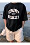 Company Brooklyn T-Shirt - Black Printed Oversize Crew Neck Short Sleeve