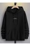 Kanagawa Wave Sweatshirt - Black Printed Oversize Ribbon Hoodie - 2