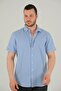 Blue Color Striped Patterned Short Sleeve Men's Shirt - 2