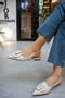 Ecru Roselin Rose Motif Women's Ballerinas - 3
