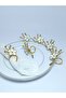 6-Piece Gold Branch Japanese Rose Patterned White Enamel Ring Napkin Ring