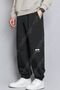Vintage Minimal Sweatpants Jogger - Black Printed High Waist Elastic Leg