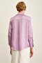 Women's Purple Color V-Neck Loose Fit Straight Basic Premium Satin Fabric Shirt Cn100951 - 4