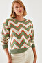 Women's Green Jacquard Sweater 20246207 - 2