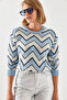 Women's Baby Blue Jacquard Sweater 20246207 - 6