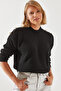 Women's Black Shoulder Button Detailed Thessaloniki Knitted Sweater 20246210
