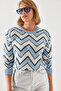 Women's Baby Blue Jacquard Sweater 20246207