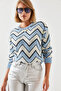 Women's Baby Blue Jacquard Sweater 20246207 - 2