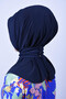 Snap Fastener Bonnet Hijab Swimsuit Top Matching Sea and Pool Bonnet Hijab Navy Blue - 4