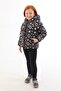 Girl's Fleece Hooded Flower Patterned Winter Puffer Coat - 2