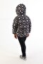 Girl's Fleece Hooded Flower Patterned Winter Puffer Coat - 6
