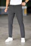 Men's Anthracite Color Italian Cut Quality Flexible Lycra Fabric Ankle Length Trousers - 4