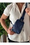 Men's Shoulder Bag Cross Chest and Backpack Body Bag Navy Blue Vegan Leather Etn-72-L - 4