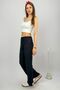 Women's Elastic Waist Wide Leg Oversize Wrap Fabric Long Black Palazzo Trousers - 7