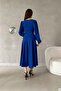 Cobalt Blue Balloon Sleeve Crew Neck Midi Dress - 5