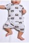 Baby Pajama Set Short Sleeve Shorts Gray Teddy Bear Pattern Printed Grimelange Newborn Kids Pajamas