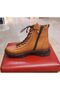 Women's Genuine Leather Orthopedic Non-Slip Waterproof Expandable Rubber Laced Tan Casual Boots - 2