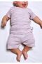 Baby Pajama Set Short Sleeve Shorts Pink Line Pattern Printed Grimelange Newborn Children's Pajamas