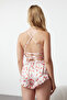 Powder-Multicolor Cherry Ruffle and Back Strap Satin Shorts Woven Pajama Set Thmss23Pt00048 - 7
