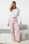 Pink 100% Cotton Striped Knitted Pajama Bottom Thmaw24Pj00001 - 3