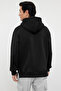 Siyah Oversize/Geniş Kesim Fermuarlı Kapüşonlu İçi Polarlı Basic Sweatshirt TMNAW25SW00050 - 5