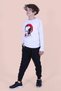 Ayyıldız-Atatürk Signature Printed Unisex Children's Long Sleeve White Top and Bottom Set - 5