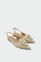 Ecru Roselin Rose Motif Women's Ballerinas - 4