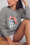Women's Black Cute Little Cat Printed T-shirt - 4