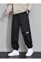 Clever Vintage Sweatpants Jogger - Black Printed Elastic Leg High Waist - 2