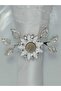 Set of 6 Silver Plated White Enamel Daisy Ring Napkin Rings with Leaves