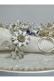 Set of 6 Silver Plated White Enamel Daisy Ring Napkin Rings with Leaves - 4