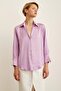 Women's Purple Color V-Neck Loose Fit Straight Basic Premium Satin Fabric Shirt Cn100951 - 5