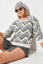 Women's Gray Jacquard Sweater 20246207 - 3