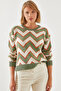 Women's Green Jacquard Sweater 20246207 - 4