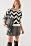 Women's Black Jacquard Sweater 20246207 - 2