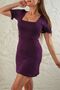 Women's Elastic Sleeve Square Neck Knitted Viscose Mini Dress
