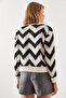 Women's Black Jacquard Sweater 20246207 - 5