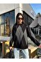 Women's Crew Neck Black Diamond Patterned Sweater - Anthracite Diamond, White Stripes - 3